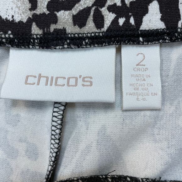 Chico's Womens 2 Brown Cheetah Print High Rise Pull On Stretch Cropped Leggings - Picture 2 of 4